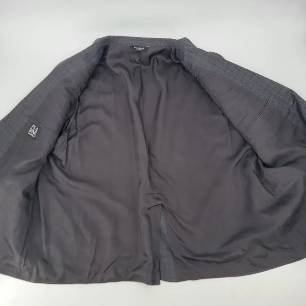 Jos A Bank Mens 54R Silk Wool Gray Brown Windowpane Sport Coat Blazer Big & Tall